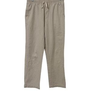 Rhythm Linen Khaki Bone Jam Drawstring Relaxed Straight Leg Pants Mens 32